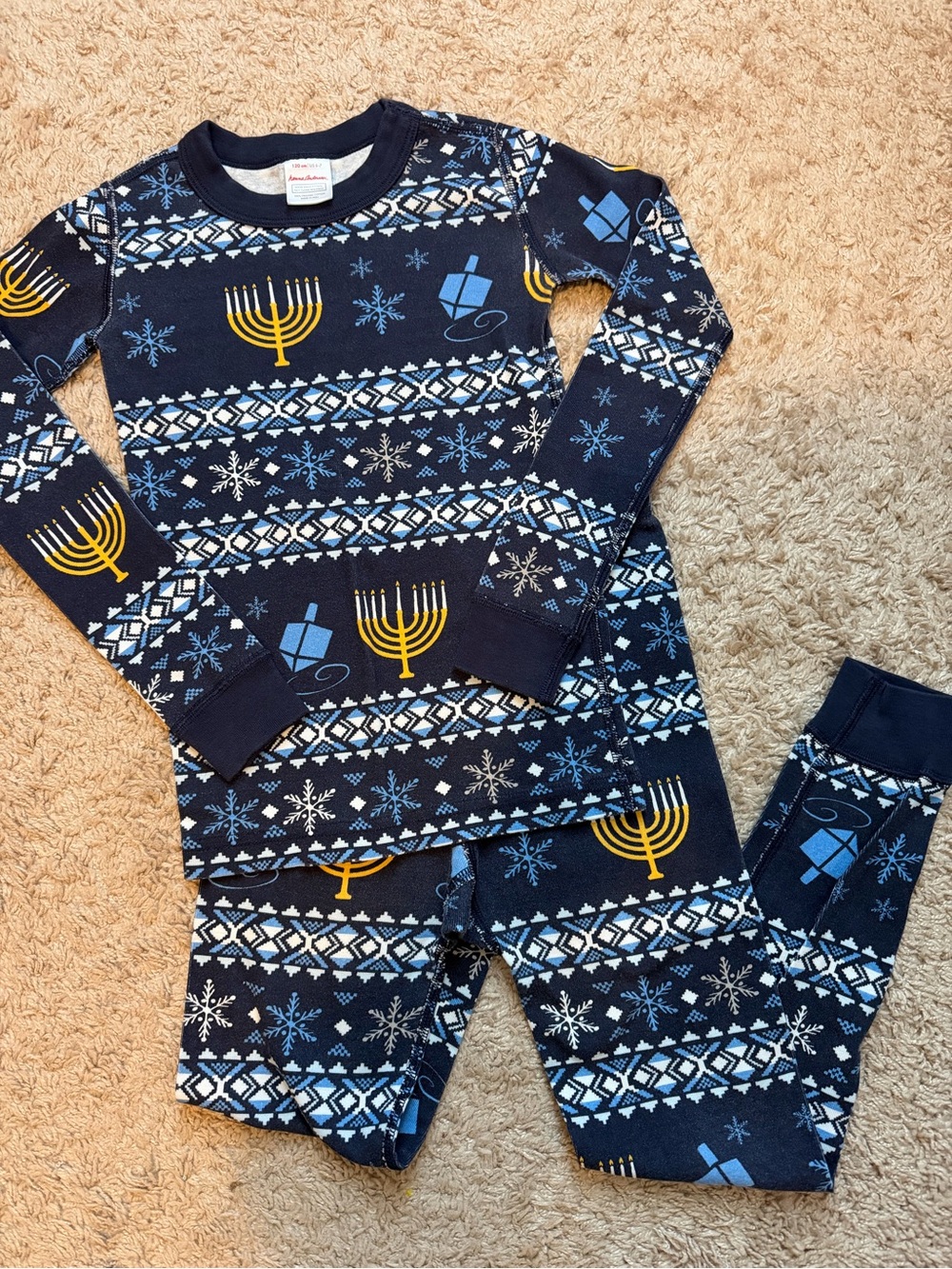 Hanna Andersson Hanukkah Fair Isle Long John PJs